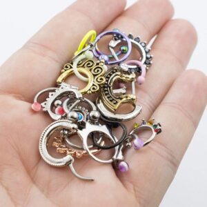 16G 10Pcs Septum Jewelry Surgical Steel Nose Rings Septum Rings Captive Bead Rings Horseshoe Piercing Jewelry Cartilage Helix Daith Tragus Earring Hinged Nose Hoop Ring - Randomly Picked