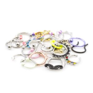 16G 10Pcs Septum Jewelry Surgical Steel Nose Rings Septum Rings Captive Bead Rings Horseshoe Piercing Jewelry Cartilage Helix Daith Tragus Earring Hinged Nose Hoop Ring - Randomly Picked