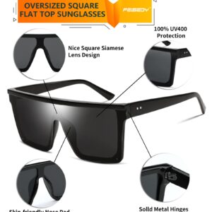 FEISEDY Oversized Sunglasses Mens Womens Flat Top Square Trendy Visor Shades UV400 B2470