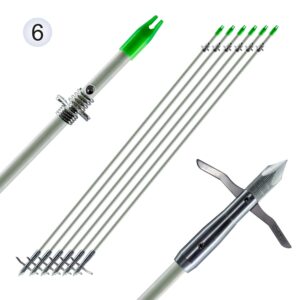 maifield Bowfishing Head 2 Mechanical barbs 2.5" Holding Area Archery Broadhead Fits 5/16" Fiberglass Arrow Shaft (6pcs per Pack)