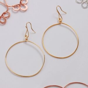 Humble Chic Dangle Hoop Earrings for Women - Large Circle Dangling Earring Hoops - Simple Big Round Geometric Fish-Hook Drop Earrings, Hypoallergenic, Made in USA, 18K Yellow - 2.6" inch