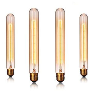 Edearkar E26/E27 Base, T10/T30 Tubular Vintage Edison Light Bulbs 25W T185 110V Dimmable T30 Antique Incandescent Light Bulb T30 Antique Filament Light Bulb, Pack of 4