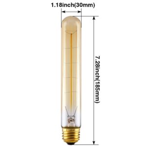 Edearkar E26/E27 Base, T10/T30 Tubular Vintage Edison Light Bulbs 25W T185 110V Dimmable T30 Antique Incandescent Light Bulb T30 Antique Filament Light Bulb, Pack of 4