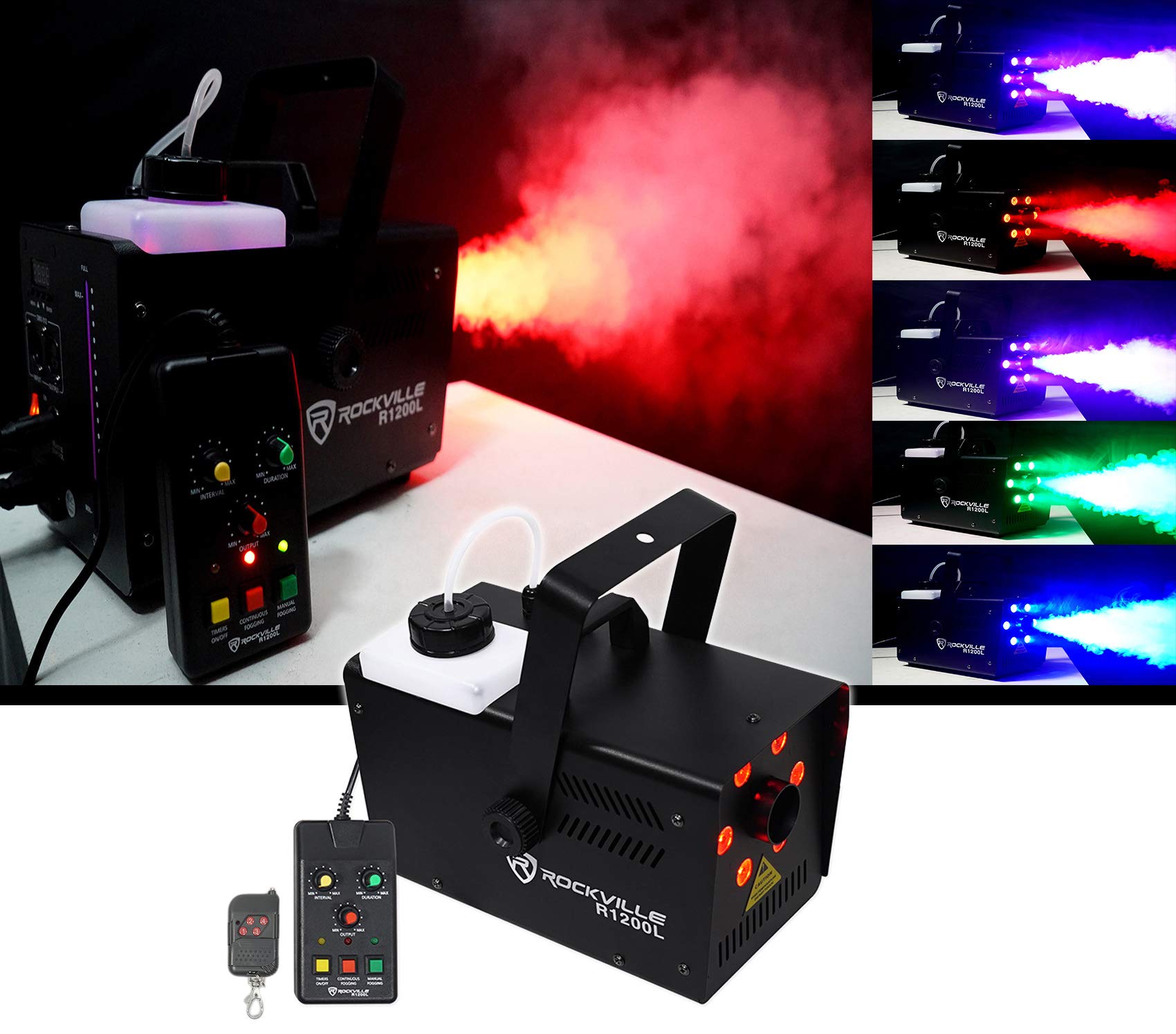 Rockville R1200L LED DMX Fog Machine Fogger+Remote+Gallon of Chauvet Fluid Juice