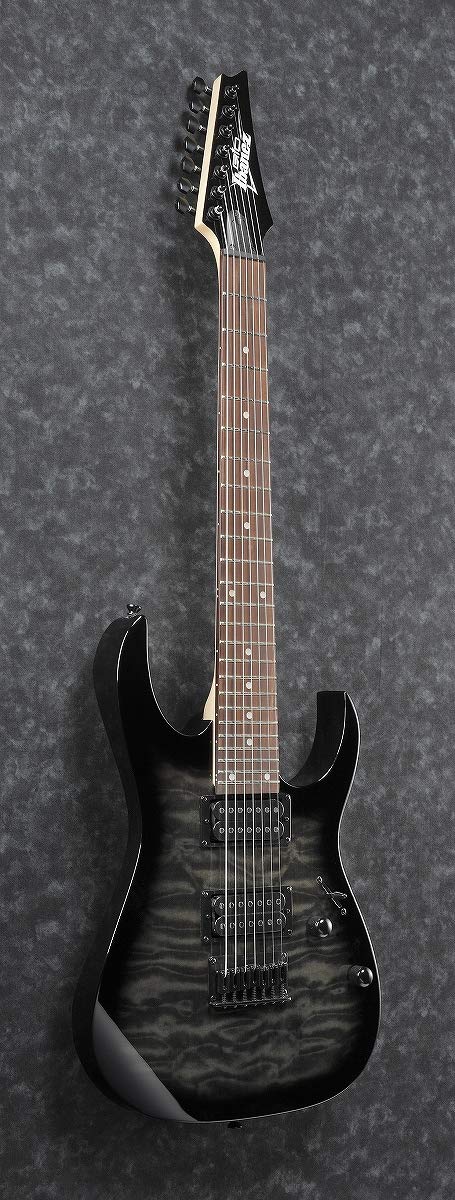 Ibanez GRG 7 String Solid-Body Electric Guitar, Right, Transparent Black Sunburst, Full (GRG7221QATKS)