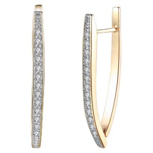 14K Gold Plated Cubic Zirconia Hoop Earrings For Women Men Fashion CZ Earrings