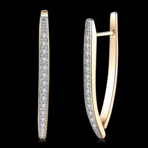 14K Gold Plated Cubic Zirconia Hoop Earrings For Women Men Fashion CZ Earrings