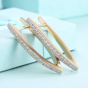 14K Gold Plated Cubic Zirconia Hoop Earrings For Women Men Fashion CZ Earrings