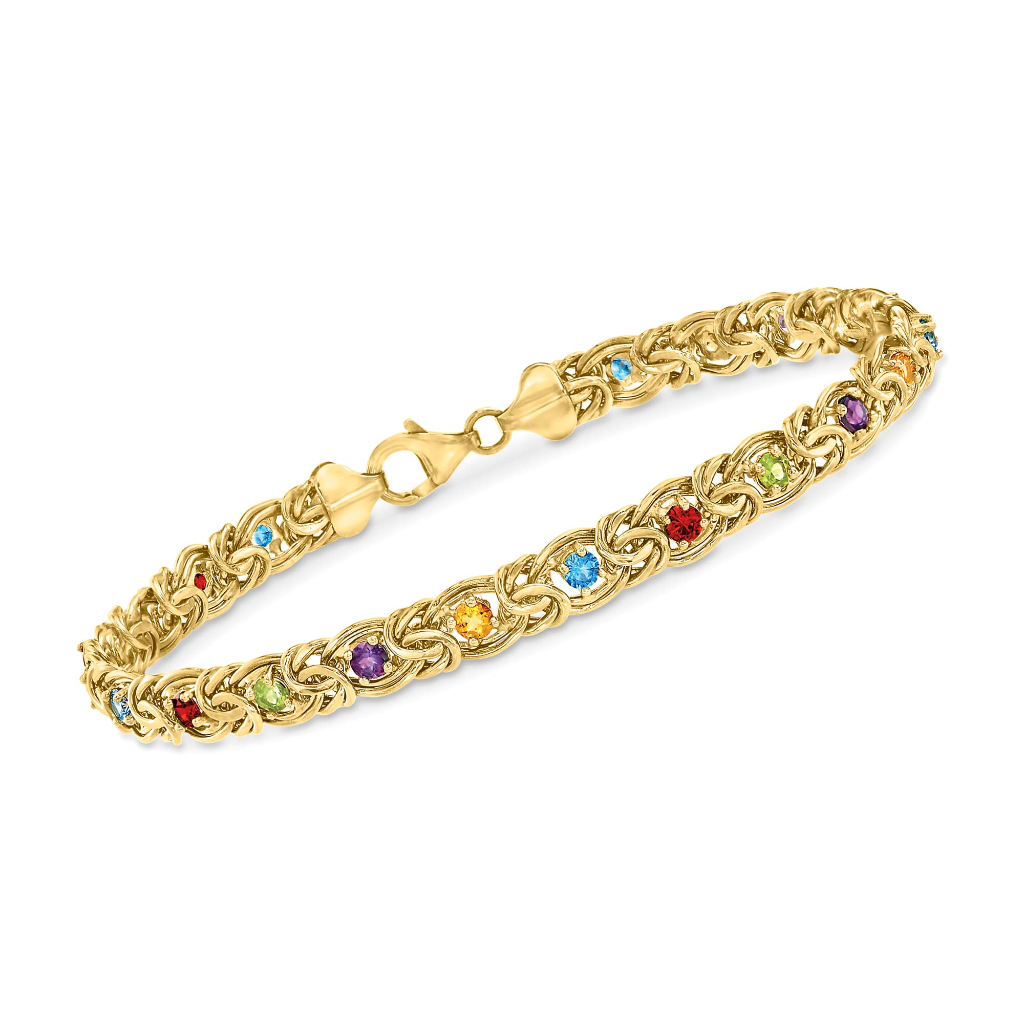 Ross-Simons 3.40 ct. t.w. Multi-Stone Byzantine Bracelet in 14kt Yellow Gold. 7 inches