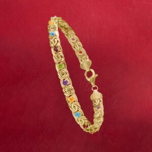 Ross-Simons 3.40 ct. t.w. Multi-Stone Byzantine Bracelet in 14kt Yellow Gold. 7 inches