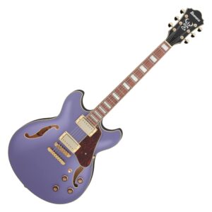 ibanez as artcore 6-string semi-hollow body electric guitar (metallic purple flat, right-handed)