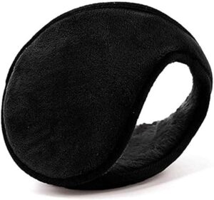 mocofo moclassic fleece ear muffs - collapsible behind-the-head winter ear warmers for women and men(black)