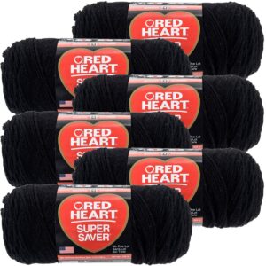 red heart black super saver yarn 6/pk 6 pack