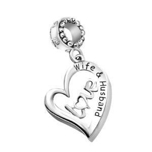 KunBead I Love You Wife Husband Heart Valentines Day Birthday Dangle Charms Compatible with Pandora Bracelet for Womenfriend