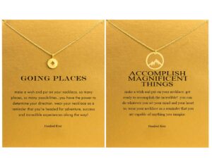 hundred river friendship necklace with meaning compass necklace mountain necklace with message card gift card (mountain necklace comass necklace)