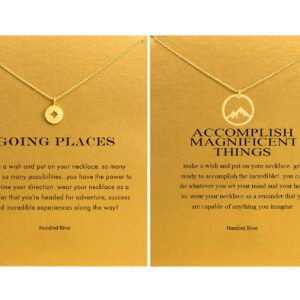 Hundred River Friendship Necklace with Meaning Compass Necklace Mountain Necklace with Message Card Gift Card (Mountain Necklace comass Necklace)