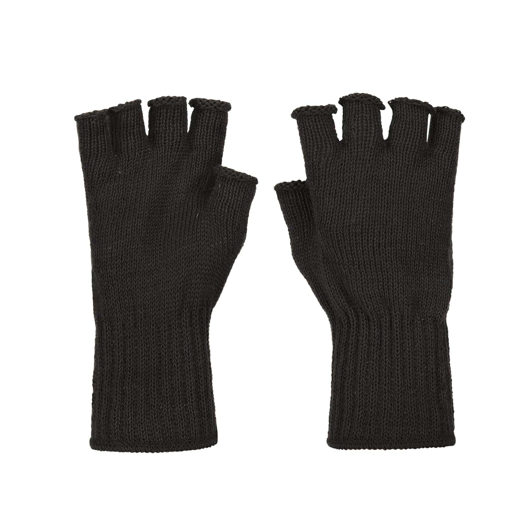 Mcguire Gear GI Wool Fingerless Gloves, Half Finger Outdoor Tactical Gloves, Hunting, Hiking, Cycling and Climbing Gloves (Black)