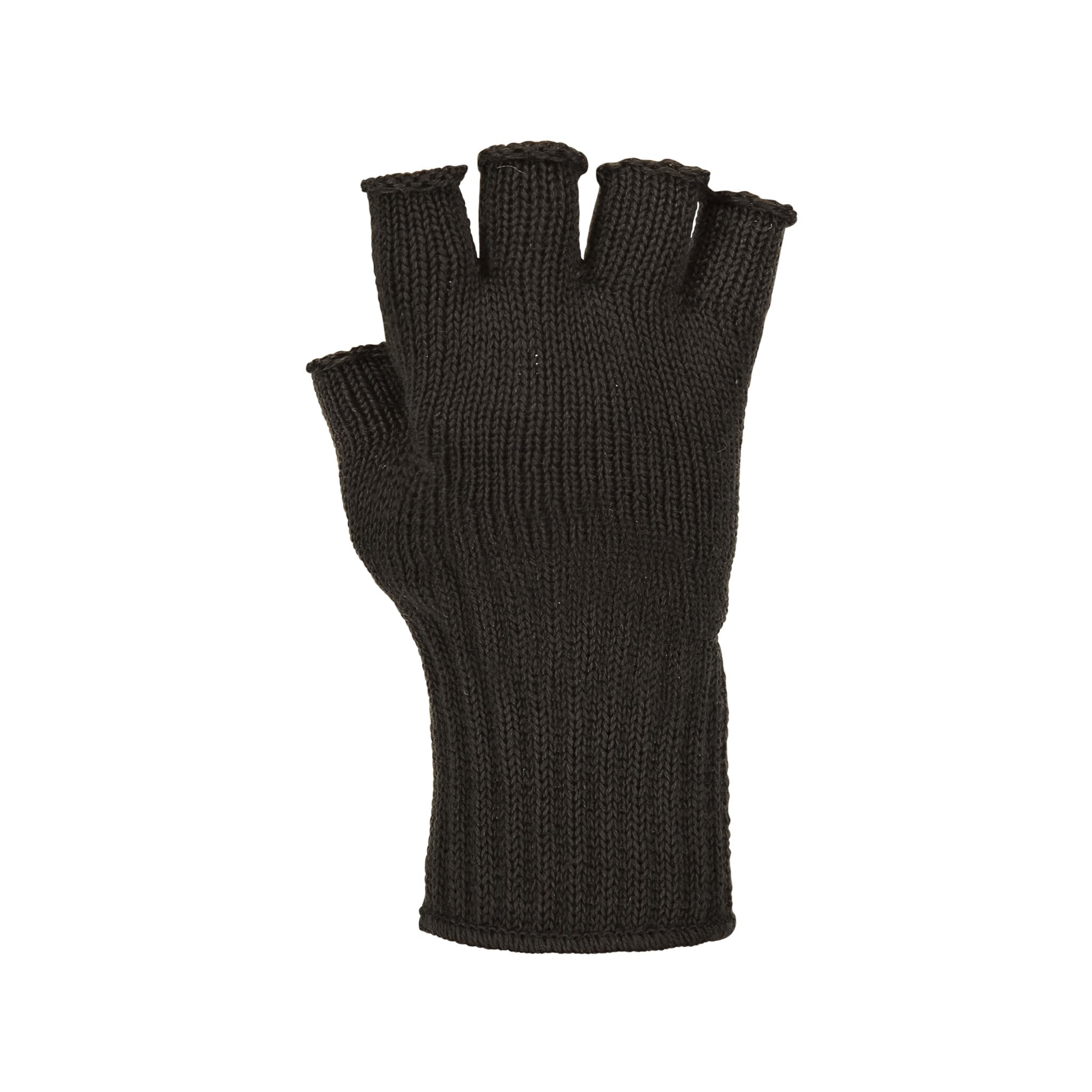 Mcguire Gear GI Wool Fingerless Gloves, Half Finger Outdoor Tactical Gloves, Hunting, Hiking, Cycling and Climbing Gloves (Black)