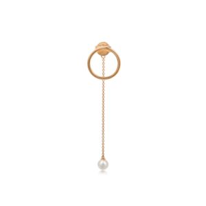 chow sang sang 18k rose gold akoya 4.5-5.0 mm pearl single dangle earring for women 90029e (sold single not pair)