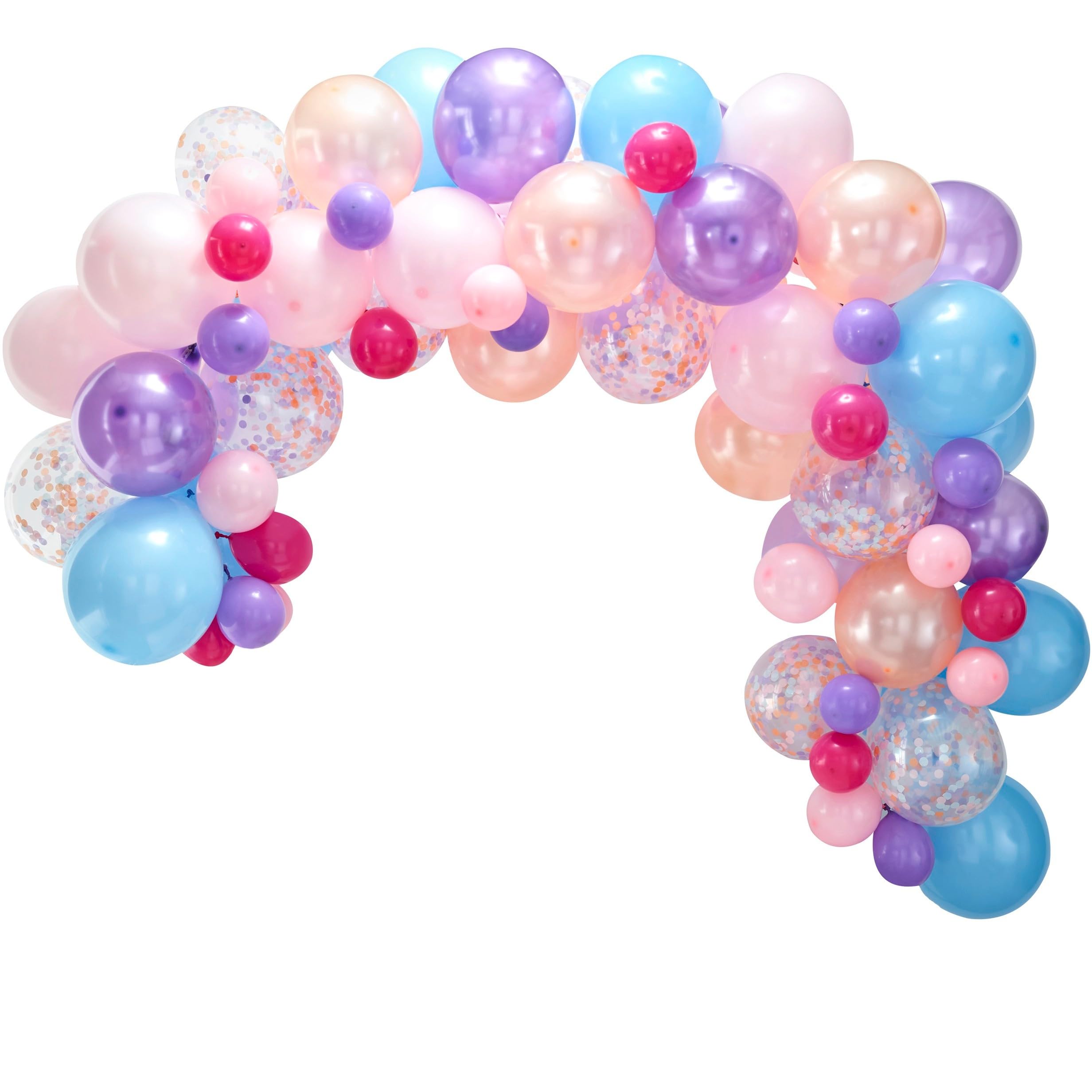 Ginger Ray Pink Purple Unicorn Balloon Arch Garland Kit - 70 Balloons in assorted sizes & Tape Balloon Arches