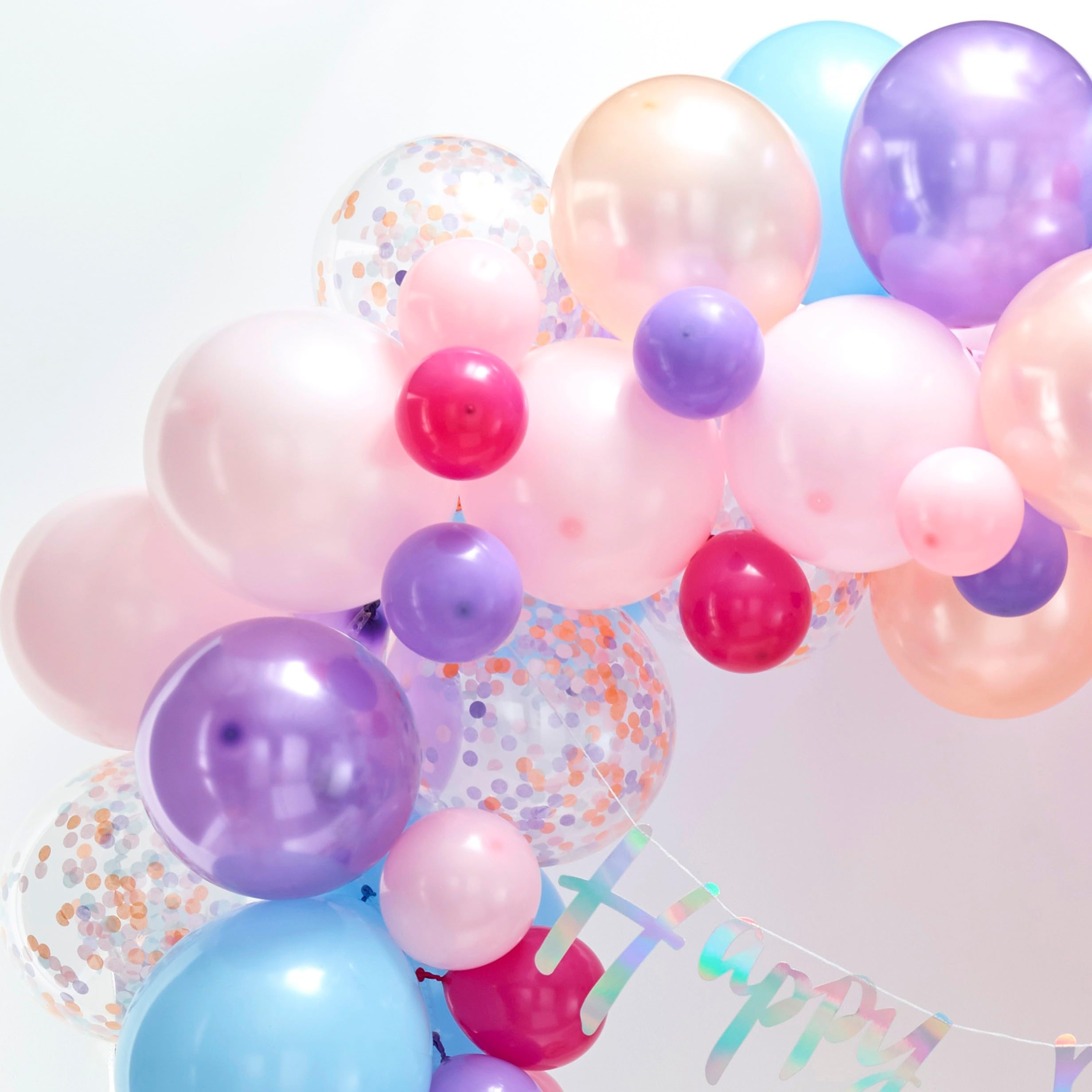 Ginger Ray Pink Purple Unicorn Balloon Arch Garland Kit - 70 Balloons in assorted sizes & Tape Balloon Arches