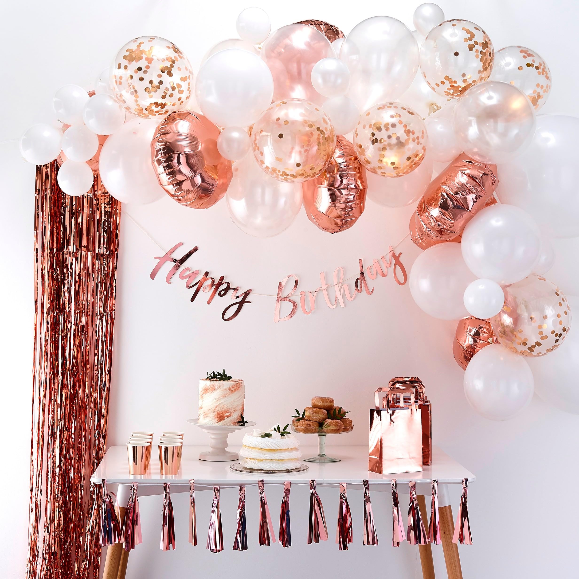 Ginger Ray Rose Gold DIY Balloon Arch Kit Party Decorations 70 Assorted Pack, 8 x 12 Inch