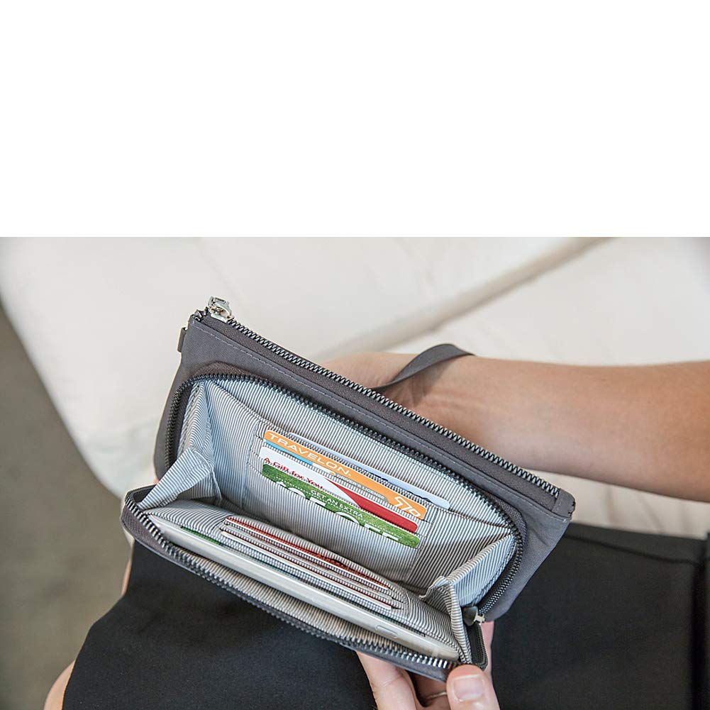 Travelon RFID Blocking Phone Clutch Wallet, Smoke, 8.25 x 4.5 x 1