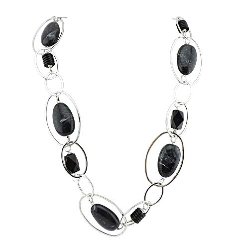 Bocar Fashion Long Chunky Black Beads Necklace for Women (581)