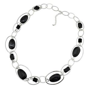 Bocar Fashion Long Chunky Black Beads Necklace for Women (581)