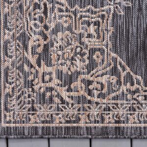 Unique Loom Outdoor Traditional Collection Area Rug - Antique (4' 1" x 6' 1" Rectangle, Charcoal Gray/ Natural)