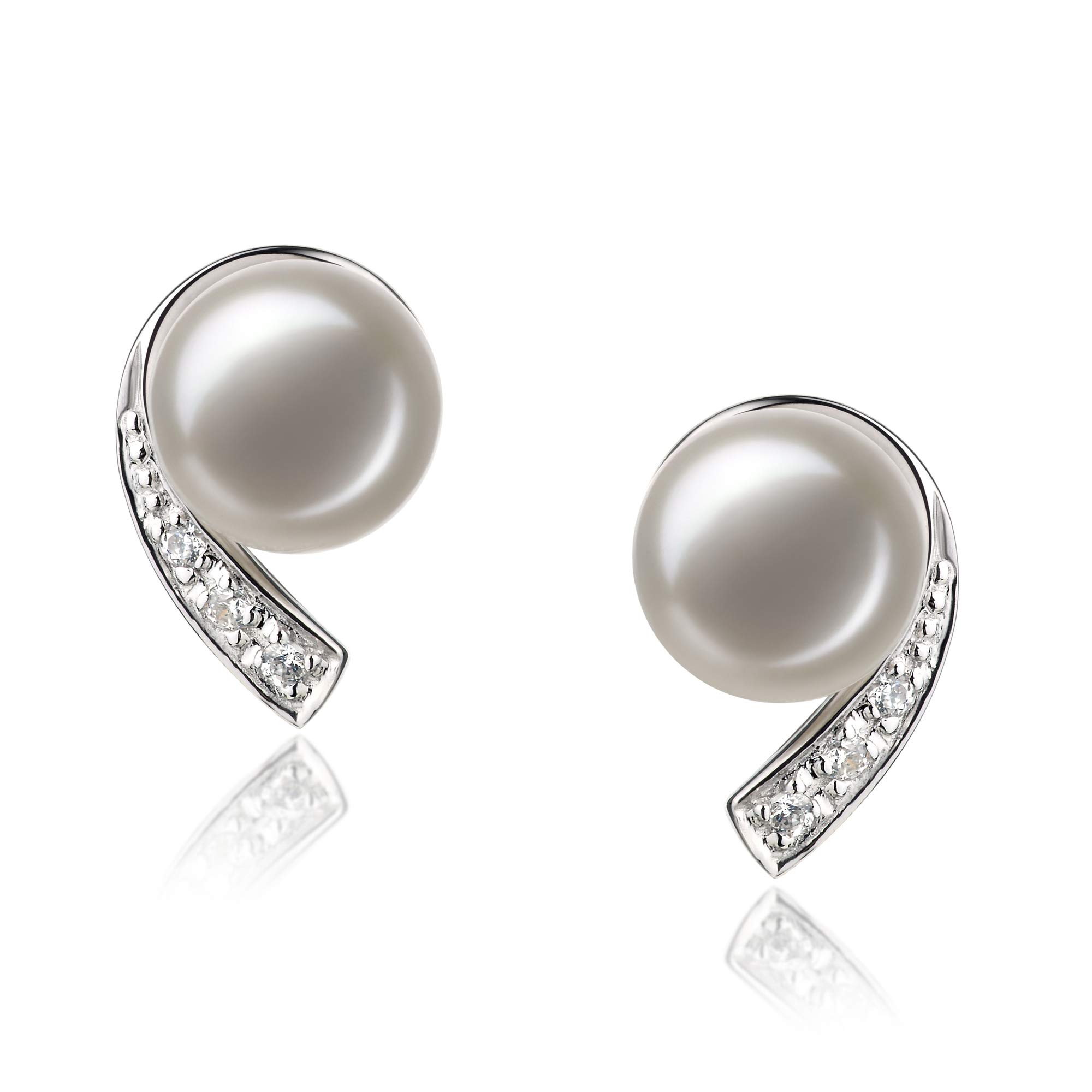 Claudia White 7-8mm AA Quality Freshwater 925 Sterling Silver Cultured Pearl Earring Pair For Women