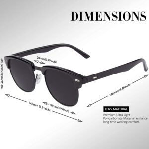 LINVO Polarized Semi Rimless Sunglasses for Men Women, Mens Sunglasses Classic Retro Shades Half Frame Driving Sun Glasses UV Protection