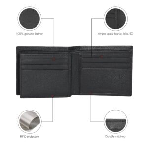 ESTALON Thin Leather Wallet For Men | Minimalist Design | Multiple Card Holder | RFID Blocked (Coal)