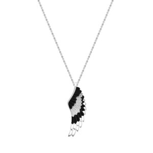 Dazzlingrock Collection 0.40 Carat (ctw) Black And White Diamond Angel Wing Feather Pendant, Sterling Silver