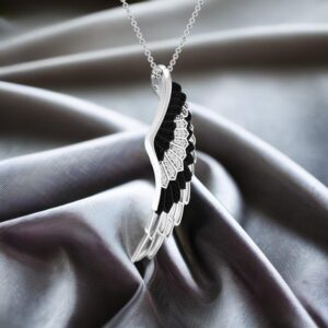 Dazzlingrock Collection 0.40 Carat (ctw) Black And White Diamond Angel Wing Feather Pendant, Sterling Silver