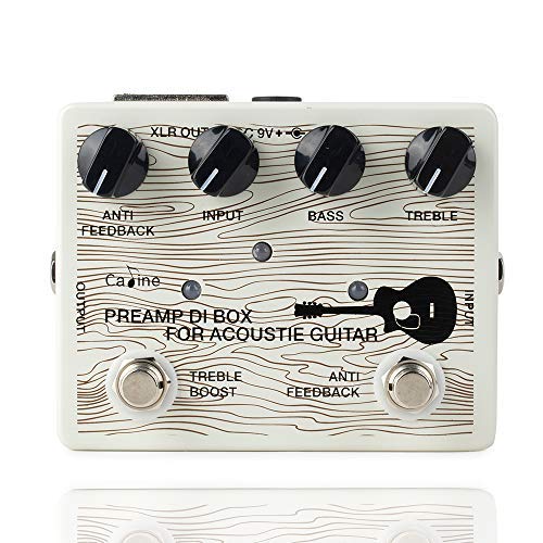 Caline Acoustic Guitar Pedal Electric Preamp DI Box Effects Reverb Boost Pedals White CP-67