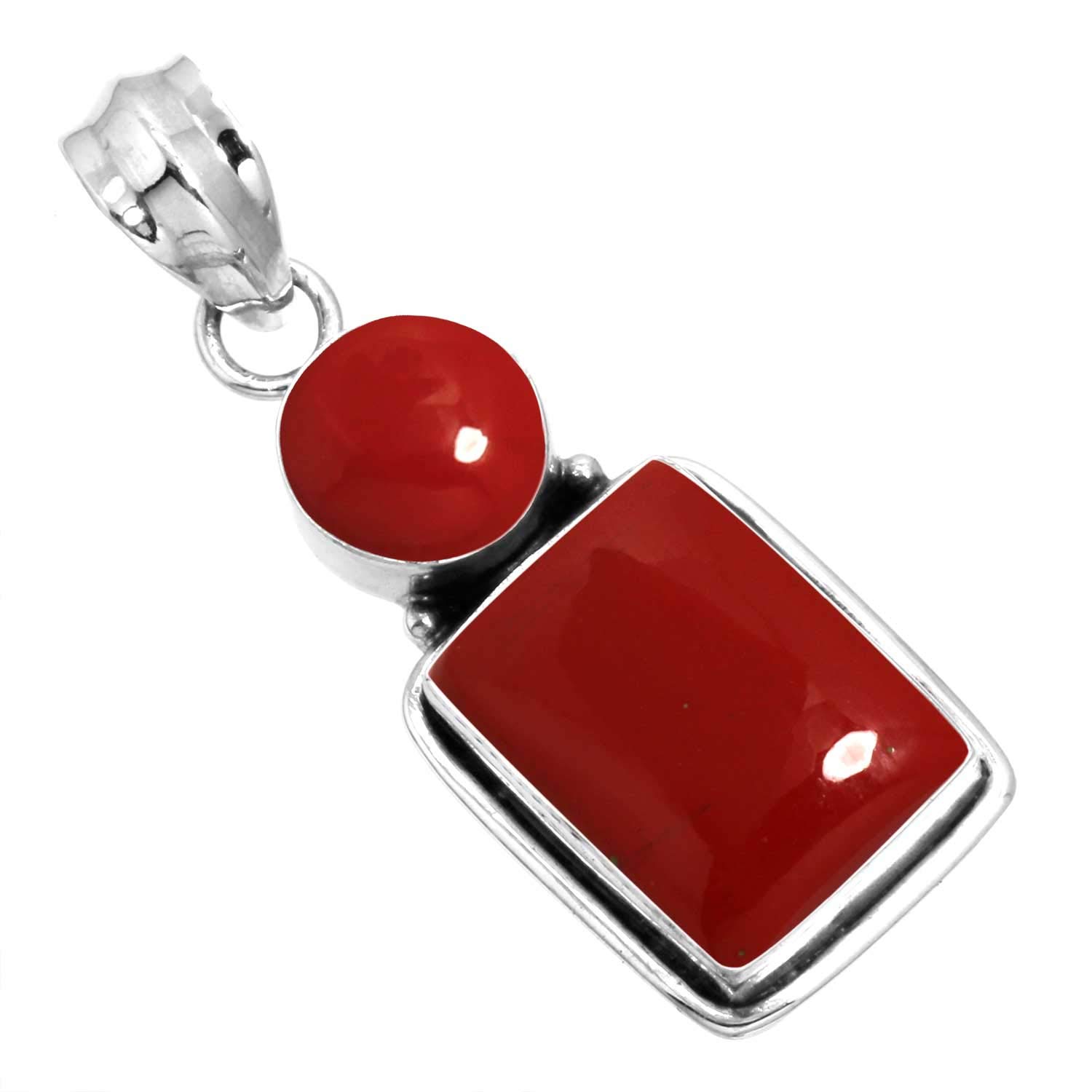 JEWELOPORIUM 925 Silver Pendant for Women Red Stone Gemstone Statement Silver Pendant Necklace Thanksgiving Gift Fashion Jewelry