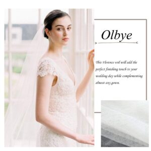 Olbye Women’s Wedding Veil 108 Inch Cathedral Veil Single Tier 1T Long Veils for Brides Soft Sheer Ivory Veil (Light Ivory)