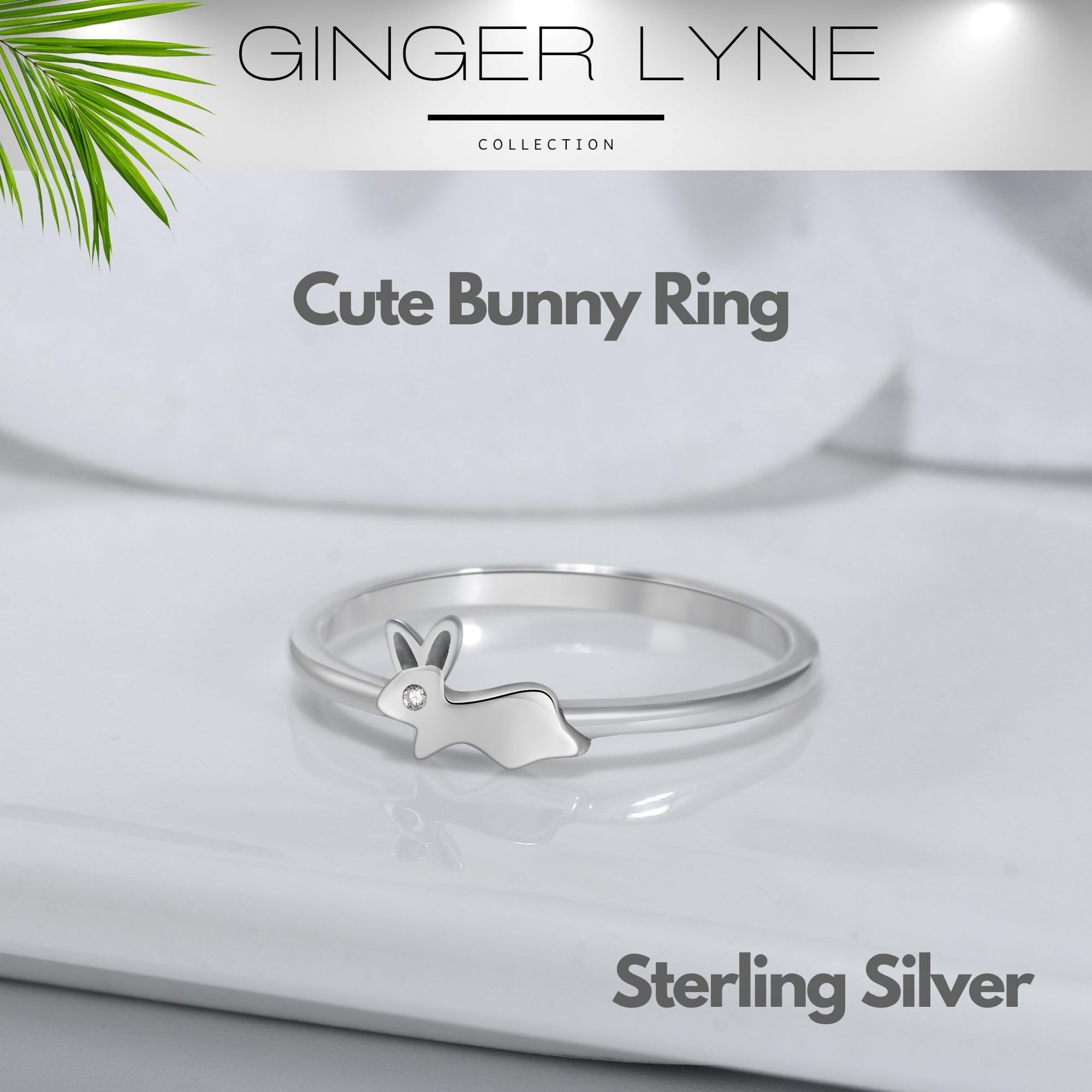 Cute Bunny Rabbit Ring Women by Ginger Lyne 925 Sterling Silver Cubic Zirconia Pet Jewelry Collection