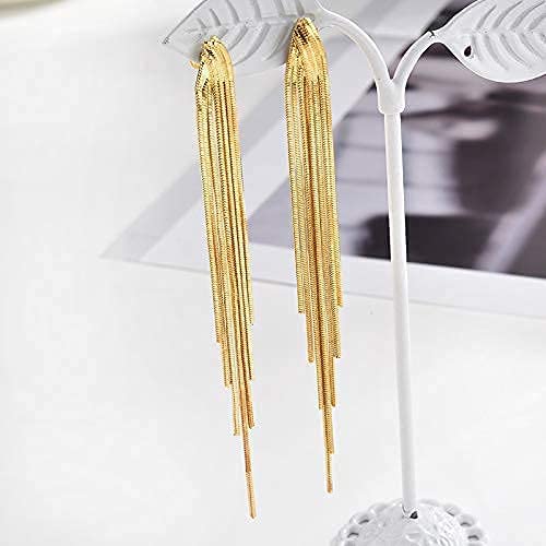 Long Chain Gold Tassel Earrings for Women Prom Statement Dangle Drop Earrings Elegant Formal Bridesmaid Bride Wedding Gifts