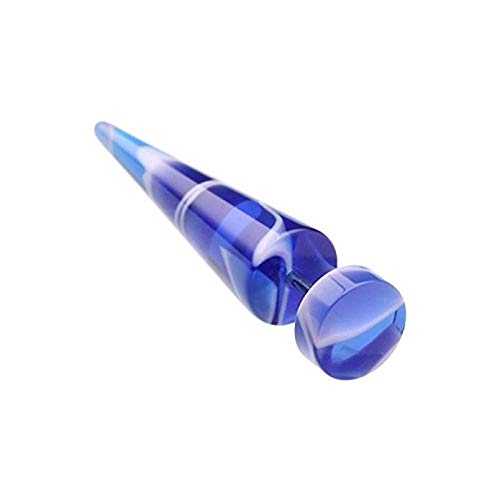 Covet Jewelry Marble Inlay UV Acrylic Fake Taper (18GA, Length: 6mm, Ball Size: 8mm, Blue/White)