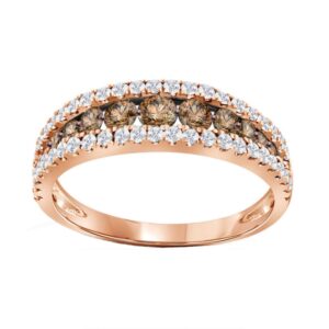 brandy diamond 14k rose gold chocolate brown diamond absolutely stunning eternity band ring 1/2 ctw.