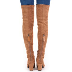 N.N.G Over the Knee Boots for Women Brown Size 7 Suede Block Heel Thigh High Long OTK Winter Stretch Ladies Pointed Toe