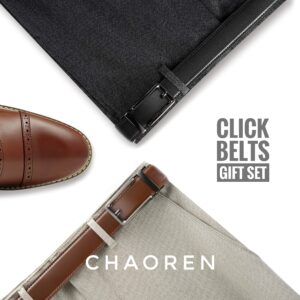 CHAOREN Ratchet Belts for Men 2 Pack - Mens Leather Belt 1 3/8" for Dress and Casual - Micro Adjustable Belt Fit Everywhere