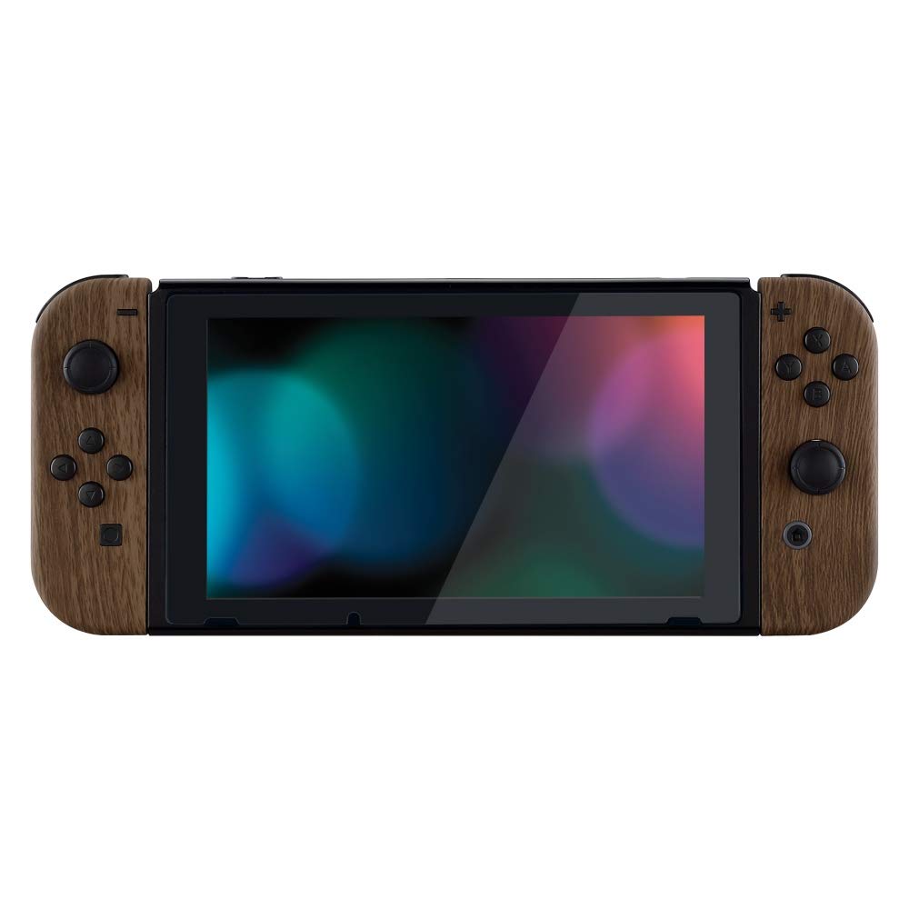 eXtremeRate DIY Replacement Shell Buttons for Nintendo Switch & Switch OLED, Wood Grain Soft Touch Custom Housing Case with Full Set Button for Joycon Handheld Controller - Console Shell NOT Included