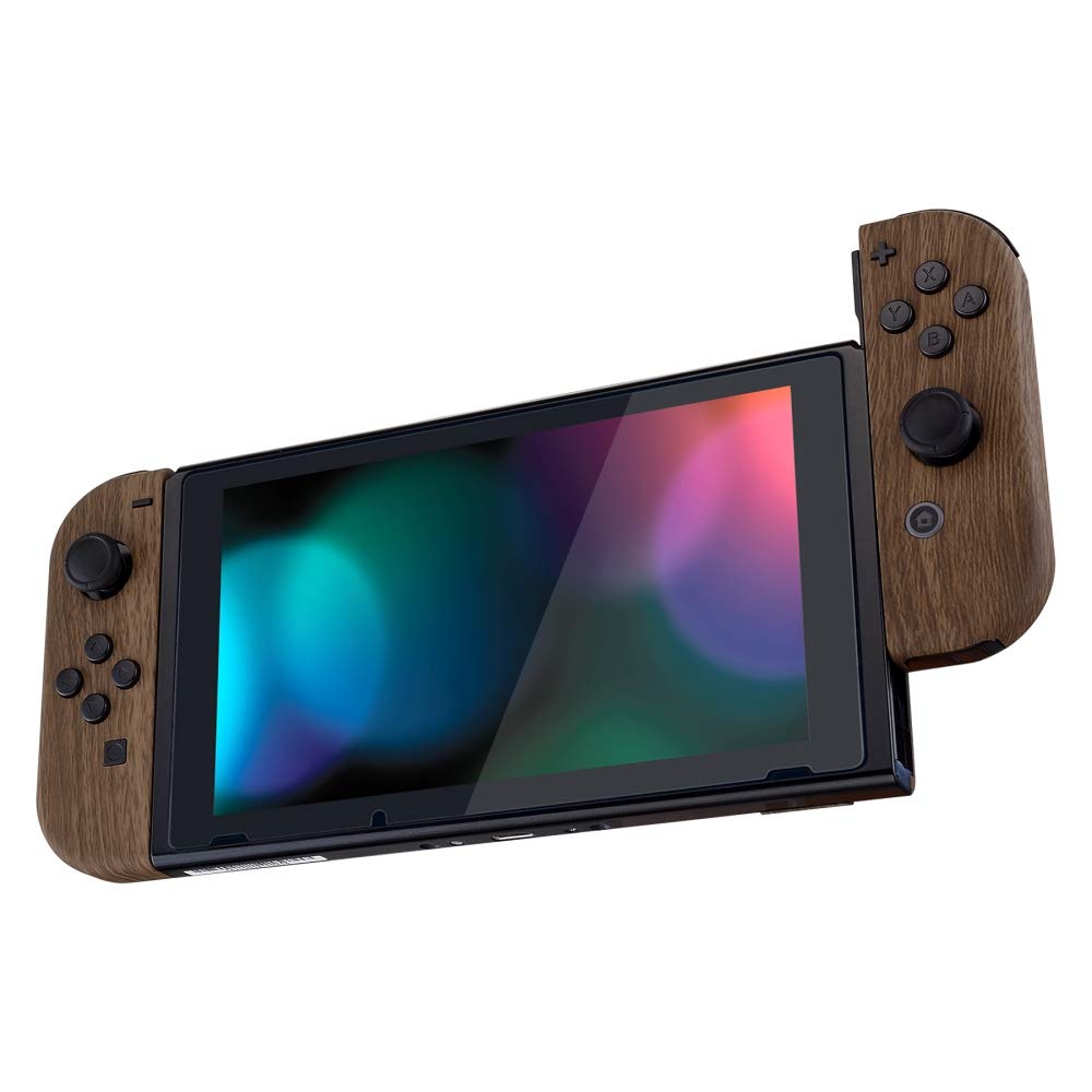 eXtremeRate DIY Replacement Shell Buttons for Nintendo Switch & Switch OLED, Wood Grain Soft Touch Custom Housing Case with Full Set Button for Joycon Handheld Controller - Console Shell NOT Included