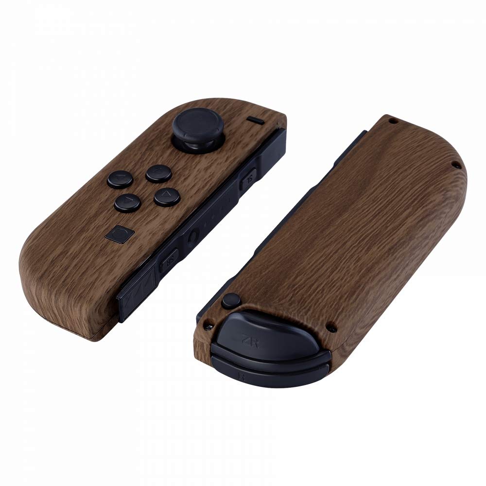 eXtremeRate DIY Replacement Shell Buttons for Nintendo Switch & Switch OLED, Wood Grain Soft Touch Custom Housing Case with Full Set Button for Joycon Handheld Controller - Console Shell NOT Included