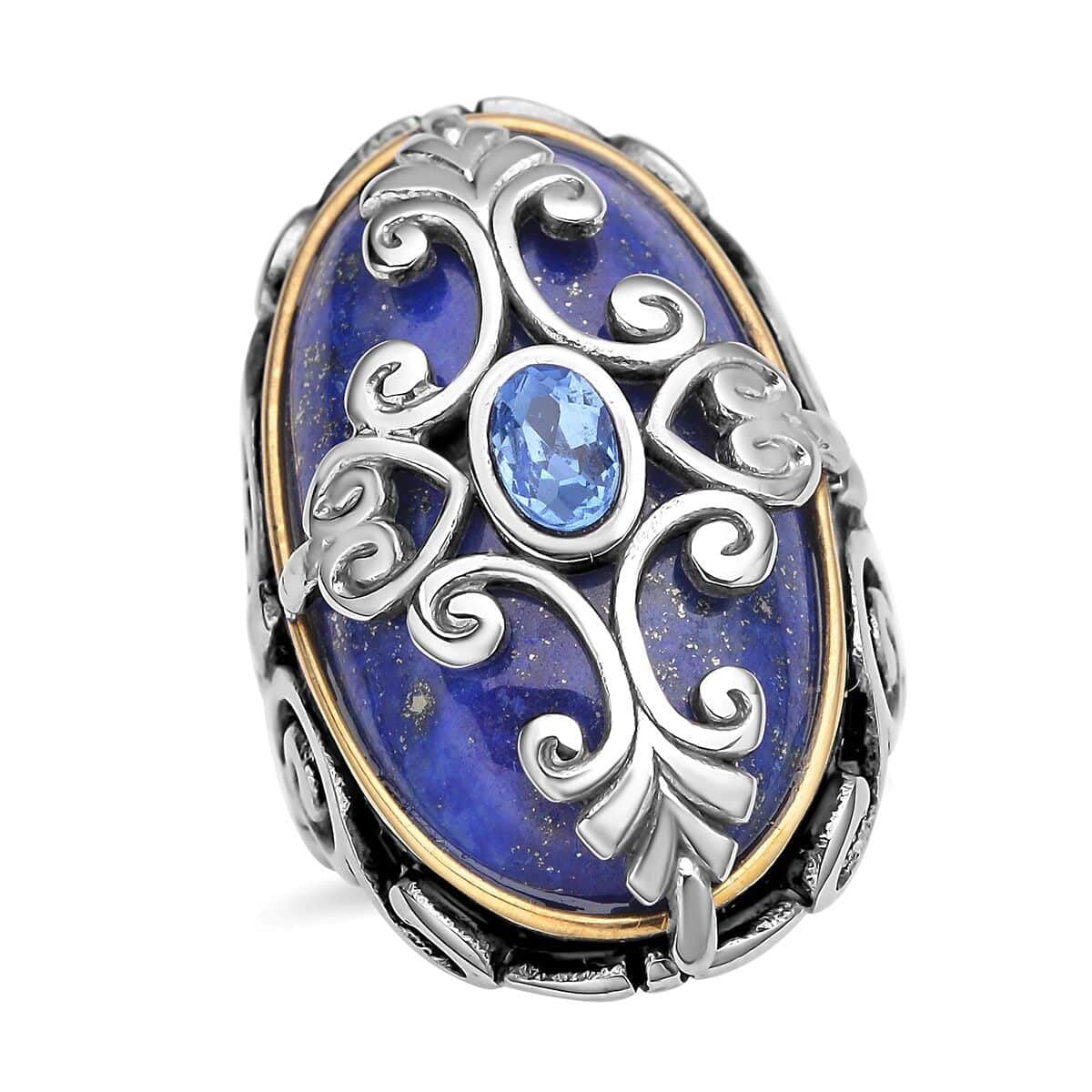 Shop LC Lapis Lazuli Blue Crystal Cocktail Statement Ring Size 6 Birthday Gifts for Women