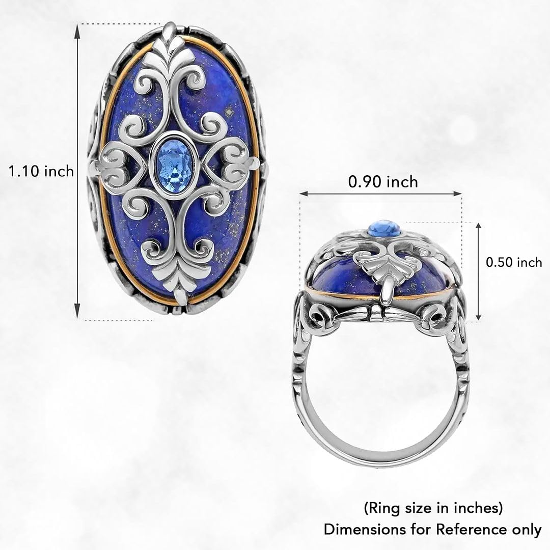 Shop LC Lapis Lazuli Blue Crystal Cocktail Statement Ring Size 6 Birthday Gifts for Women