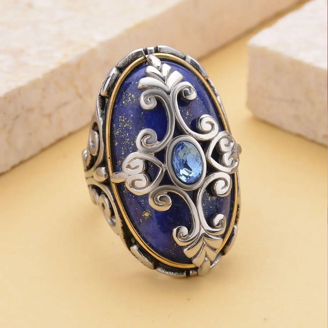 Shop LC Lapis Lazuli Blue Crystal Cocktail Statement Ring Size 6 Birthday Gifts for Women